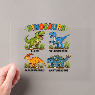 Dinosaurussoorten leren voor kinderen acryl uitnodigingen