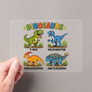 Dinosaurussoorten leren voor kinderen acryl uitnodigingen