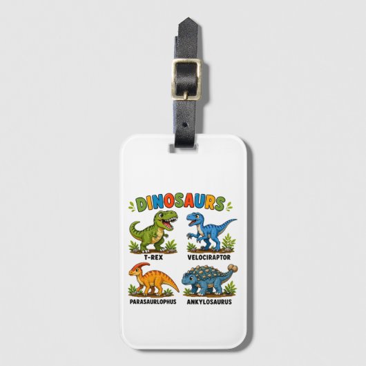 Dinosaurussoorten leren voor kinderen bagagelabel (Voorkant (verticaal))