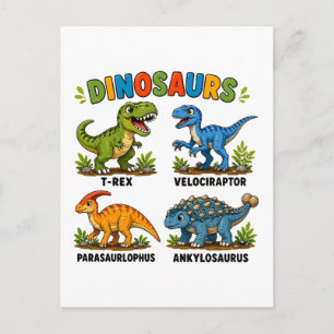 Dinosaurussoorten leren voor kinderen briefkaart