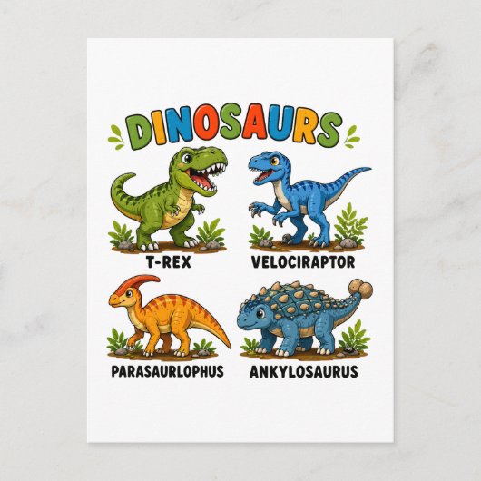 Dinosaurussoorten leren voor kinderen briefkaart (Voorkant)