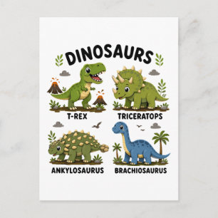 Dinosaurussoorten leren voor kinderen briefkaart