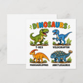 Dinosaurussoorten leren voor kinderen kaart (Voorkant / Achterkant)