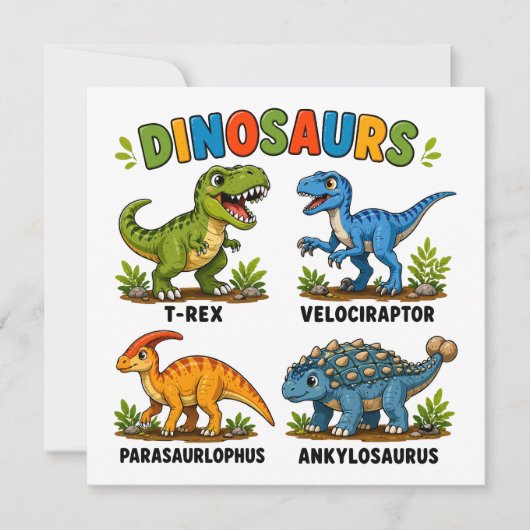 Dinosaurussoorten leren voor kinderen kaart (Voorkant)