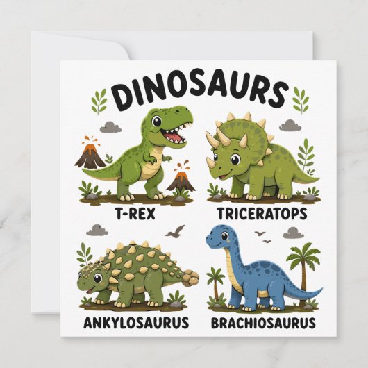 Dinosaurussoorten leren voor kinderen kaart (Voorkant)