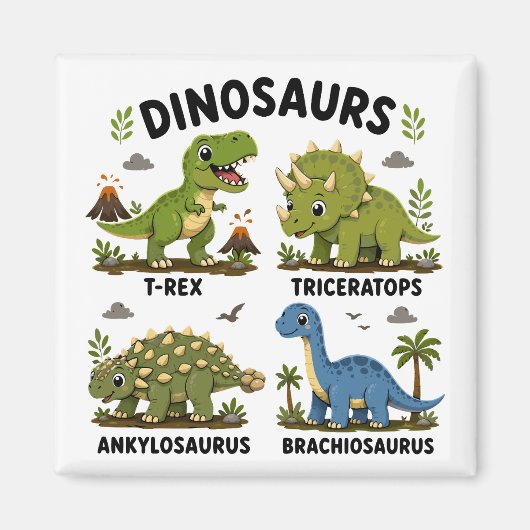 Dinosaurussoorten leren voor kinderen magneet (Voorkant)