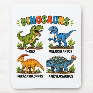Dinosaurussoorten leren voor kinderen muismat