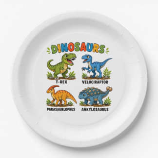 Dinosaurussoorten leren voor kinderen papieren bordje