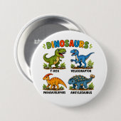 Dinosaurussoorten leren voor kinderen ronde button 7,6 cm (Voorkant /achterkant)