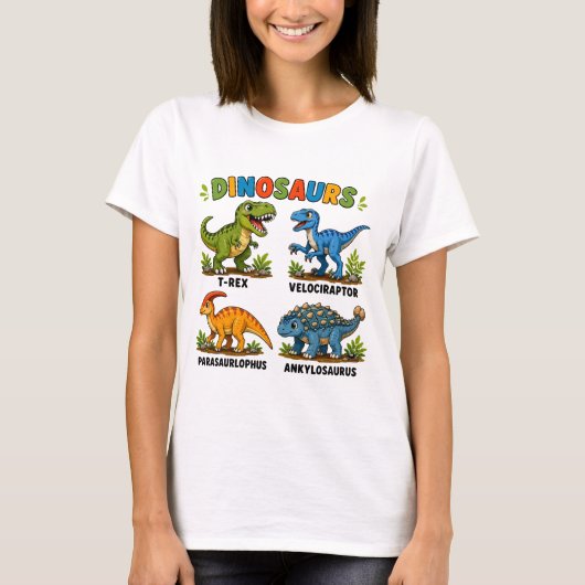 Dinosaurussoorten leren voor kinderen t-shirt (Voorkant)