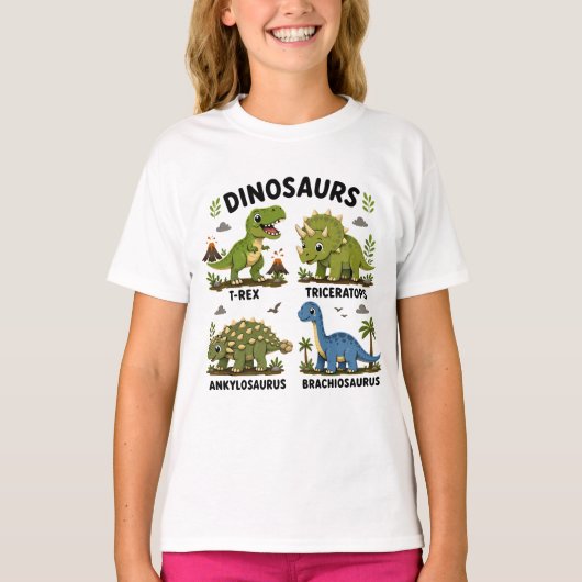 Dinosaurussoorten leren voor kinderen t-shirt (Voorkant)