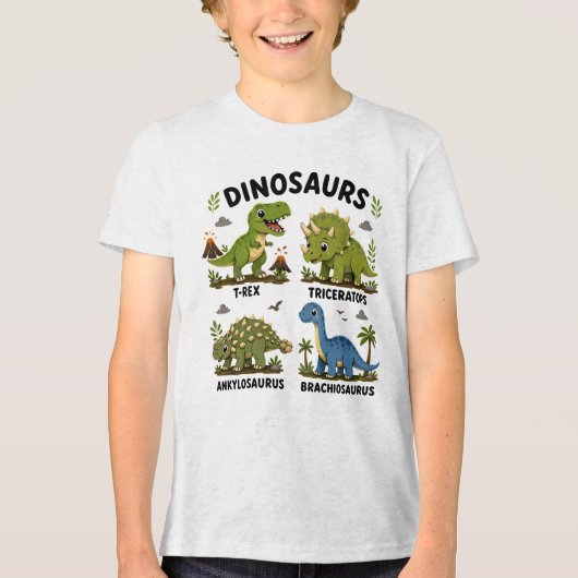 Dinosaurussoorten leren voor kinderen Tri-Blend shirt (Voorkant)