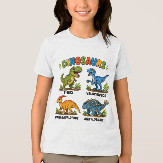Dinosaurussoorten leren voor kinderen Tri-Blend shirt (Voorkant)