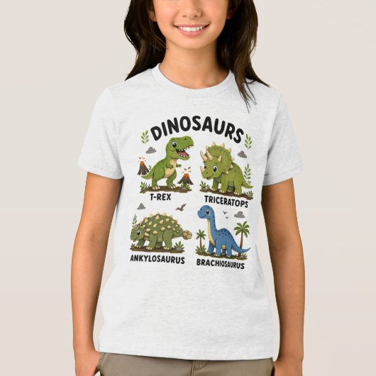 Dinosaurussoorten leren voor kinderen Tri-Blend shirt (Voorkant)