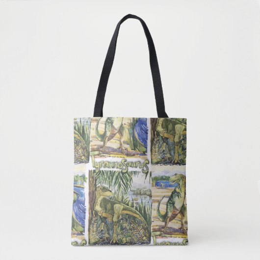 Dinosaurustijdperk: Waterverf landschapsillustrati Tote Bag (Voorkant)