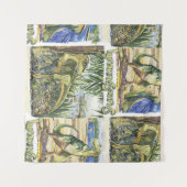 Dinosaurustijdperk: Waterverf landschapsillustrati Wandkleed (Voorkant (horizontaal))