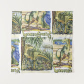 Dinosaurustijdperk: Waterverf landschapsillustrati Wandkleed (Voorkant)