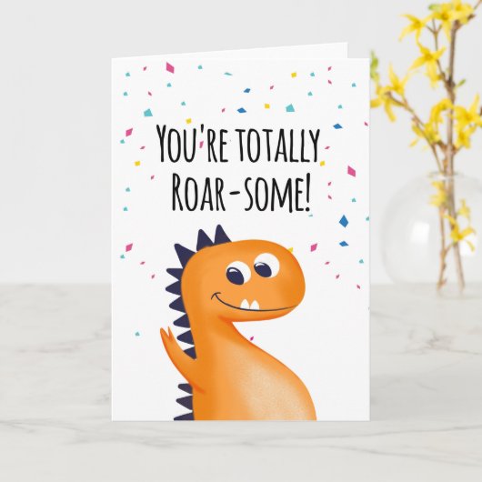 Dinosaurusverjaardag Je bent helemaal brullend Kaart (Gele Bloem)