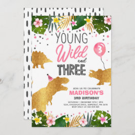 Dinosaurusverjaardag nodigt uit tot wild en drie d kaart