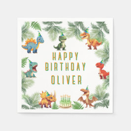 Dinosaurusverjaardag, waterverf t-rex servetten