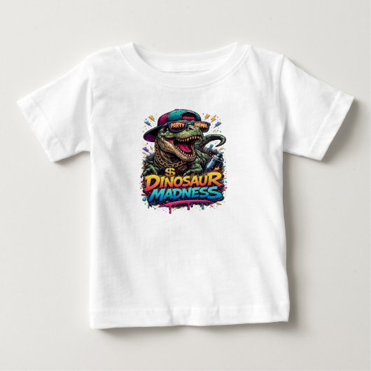 Dinosauruswaanzin — Feestbeest T‑Rex‑afbeelding (Voorkant)
