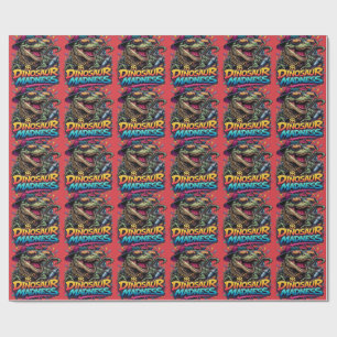 Dinosauruswaanzin — Feestbeest T‑Rex‑afbeelding Cadeaupapier