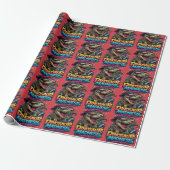 Dinosauruswaanzin — Feestbeest T‑Rex‑afbeelding Cadeaupapier (Uitgerold)