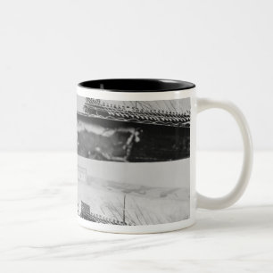 Dinoskrater met zwarte cijfers tweekleurige koffiemok