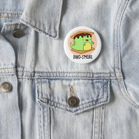 Dinosmore Funny Dinosaur Smore Pun Ronde Button 5,7 Cm (In situ)