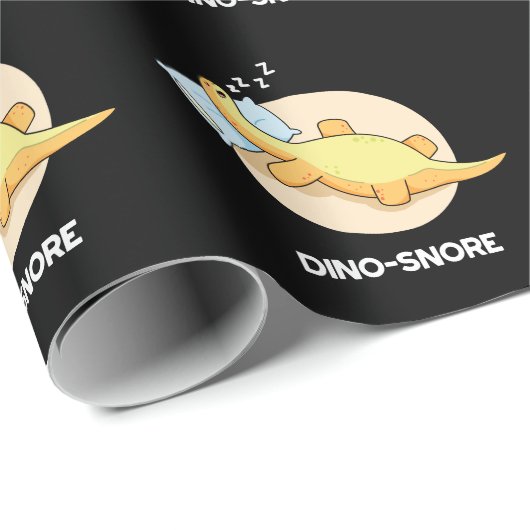Dinosnore Funny Sleeping Dinosaur Pun Dark BG Cadeaupapier (Rol Hoek)