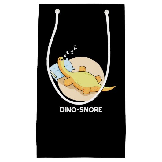 Dinosnore Funny Sleeping Dinosaur Pun Dark BG Klein Cadeauzakje (Voorkant)