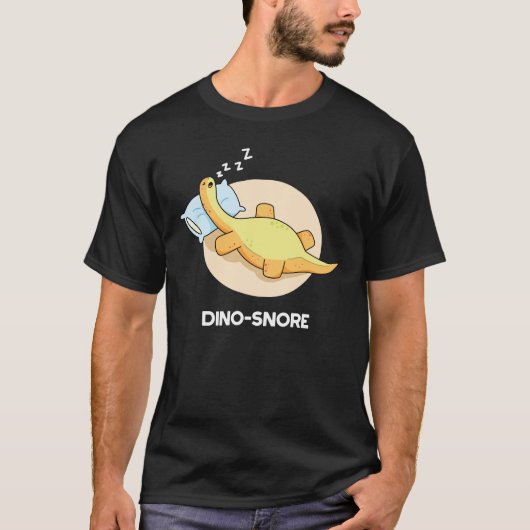 Dinosnore Funny Sleeping Dinosaur Pun Dark BG T-shirt (Voorkant)