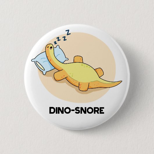 Dinosnore Funny Sleeping Dinosaur Pun Ronde Button 5,7 Cm (Voorkant)