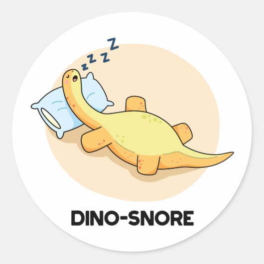Dinosnore Funny Sleeping Dinosaur Pun Ronde Sticker (Voorkant)