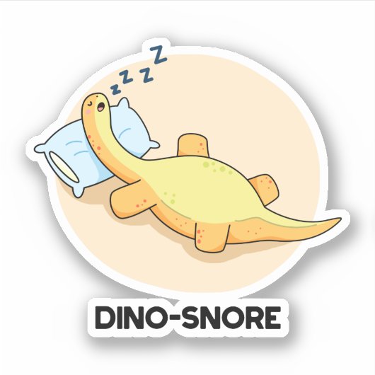 Dinosnore Funny Sleeping Dinosaur Pun Sticker (Voorkant)