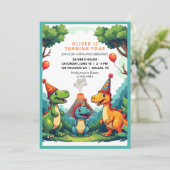 Dinosour Verjaardagsfeest Uitnodiging Flat Kaart (Staand voorkant)