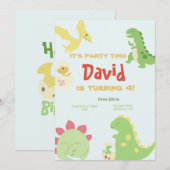 Dinosour verjaardagsuitnodigingen kaart (Voorkant / Achterkant)
