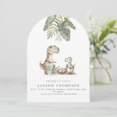 Dinosuar Arched verjaardagsfeest uitnodiging (Staand voorkant)