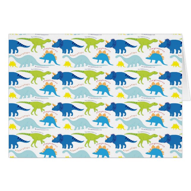 Dinosuar Design Blue en Green Pattern Dino Gifts (Voorkant Horizontaal)