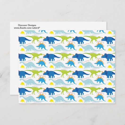 Dinosuar Design Blue en Green Pattern Dino Gifts Briefkaart (Voorkant / Achterkant)