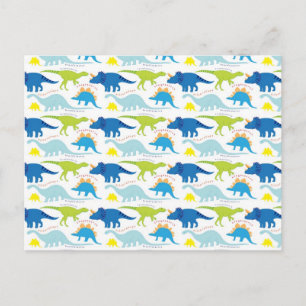 Dinosuar Design Blue en Green Pattern Dino Gifts Briefkaart