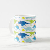 Dinosuar Design Blue en Green Pattern Dino Gifts Koffiemok (Voorkant links)