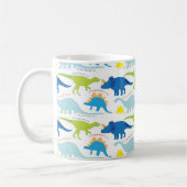 Dinosuar Design Blue en Green Pattern Dino Gifts Koffiemok (Links)