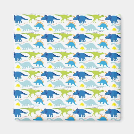Dinosuar Design Blue en Green Pattern Dino Gifts Magneet (Voorkant)