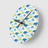 Dinosuar Design Blue en Green Pattern Dino Gifts Ronde Klok (Hoek)