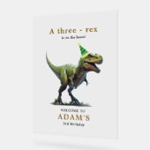 Dinoverjaardagsuitnodiging, Drie rex-verjaardag Acryl Bord (Hoek)