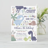 Dinoverjaardagsuitnodiging Stamp en Slik Kaart (Staand voorkant)