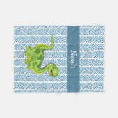 Dinsaurus in galop met naam van het kind fleece deken (Voorkant (Horizontaal))