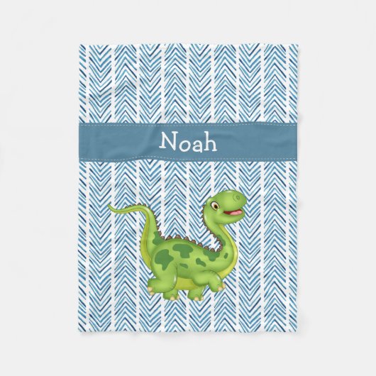 Dinsaurus in galop met naam van het kind fleece deken (Voorkant)