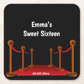 Dinsdag 16 Confetti met rood en zwart tapijt Kartonnen Onderzetters (Voorkant)